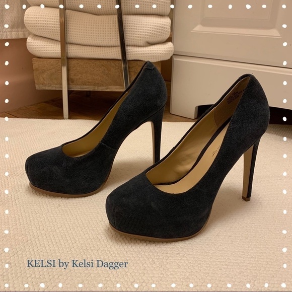 KELSI by Kelsi Dagger Laurie Blue Suede Heels - Picture 1 of 7